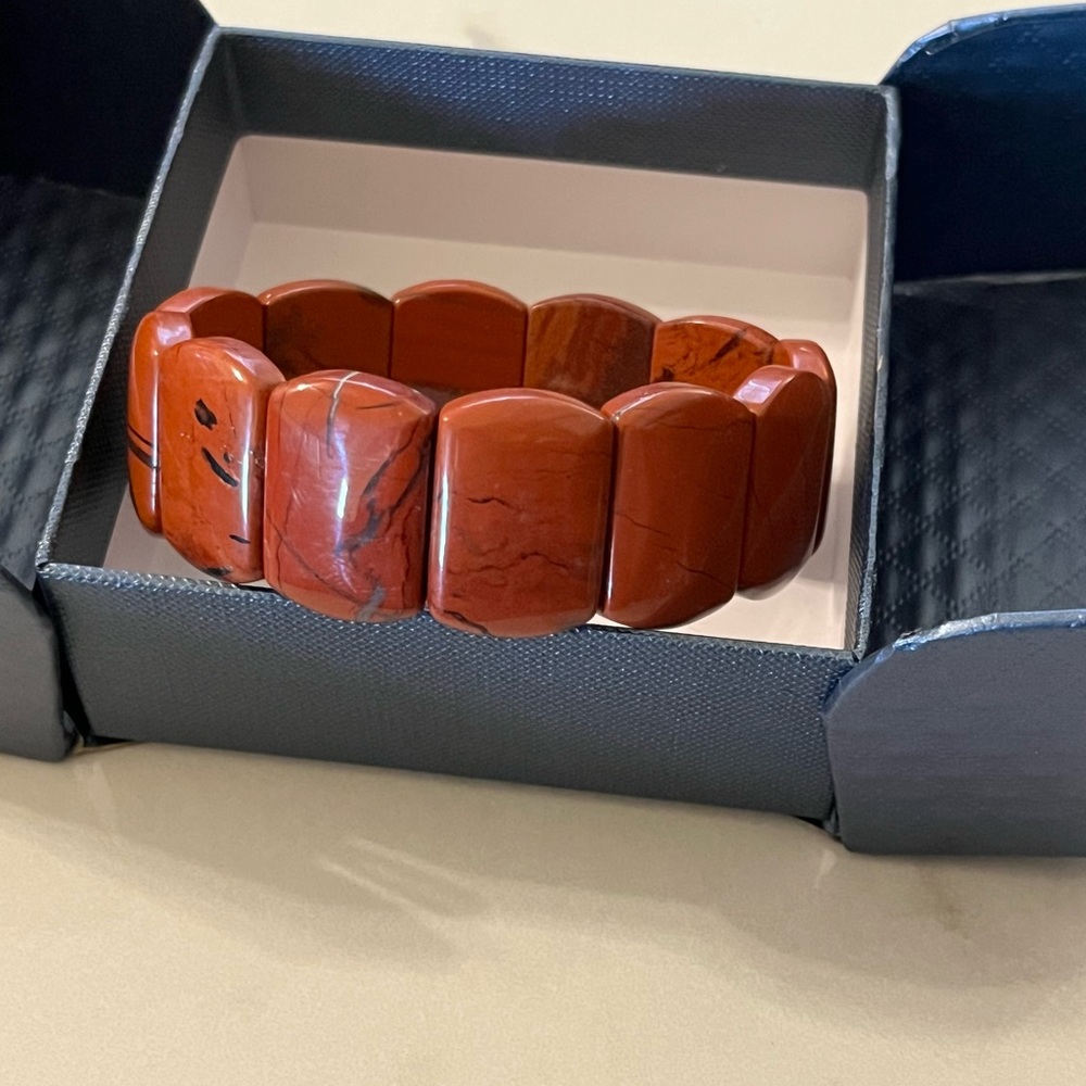 Beautiful Red Brick Jasper Handmade Beaded Stretch Bracelet